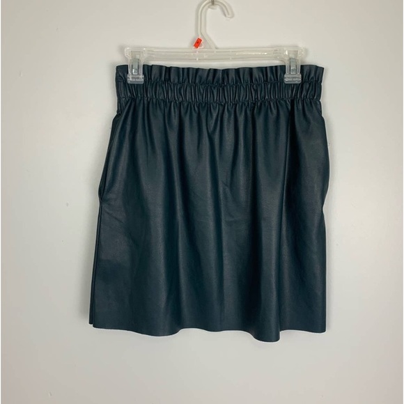 Zara Knit Faux Leather Skirt- Paper Bag Style-Elastic Waist - Picture 4 of 5